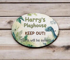 Personalised Dinosaur play house name - number plaque - Welsh slate - Indoor - Outdoor - Garden - Caravan - Wendy house - Display - Gift -