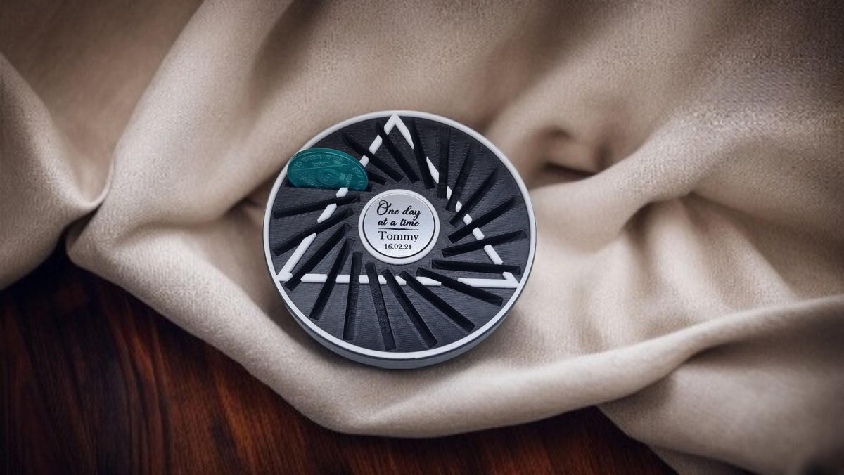 Personalised Recovery Token Display - Chips - Personalized Serenity Prayer Recovery Chip Holder - AA display - Sobriety - Ornament - Coins