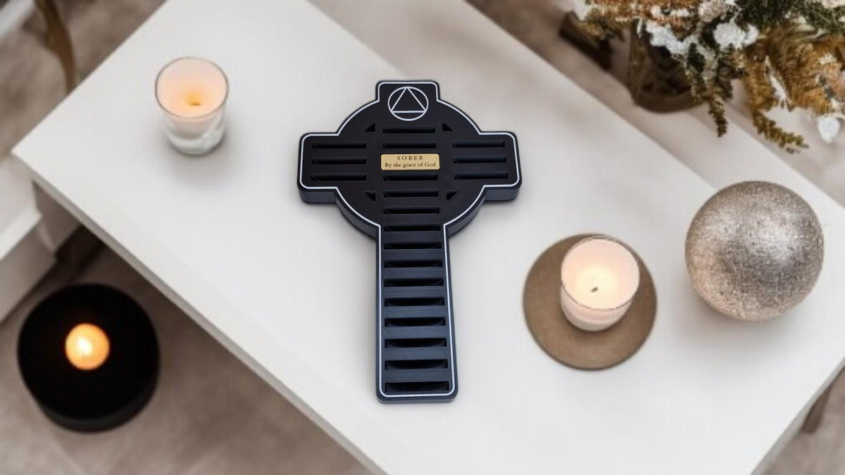 Personalised Recovery Token Display Cross - Religious - Chips - Recovery Chip Holder - AA display - Sobriety - Ornament - Coins - Serenity