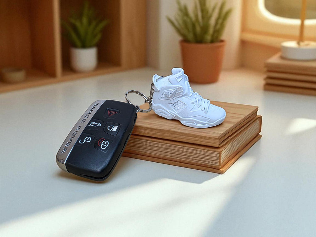 3D Printed Mini Trainer Keychain | White High-Top Sneaker Style | Cool Gift for Sneakerheads | Eco-Friendly Accessory | Swoosh, Secret santa