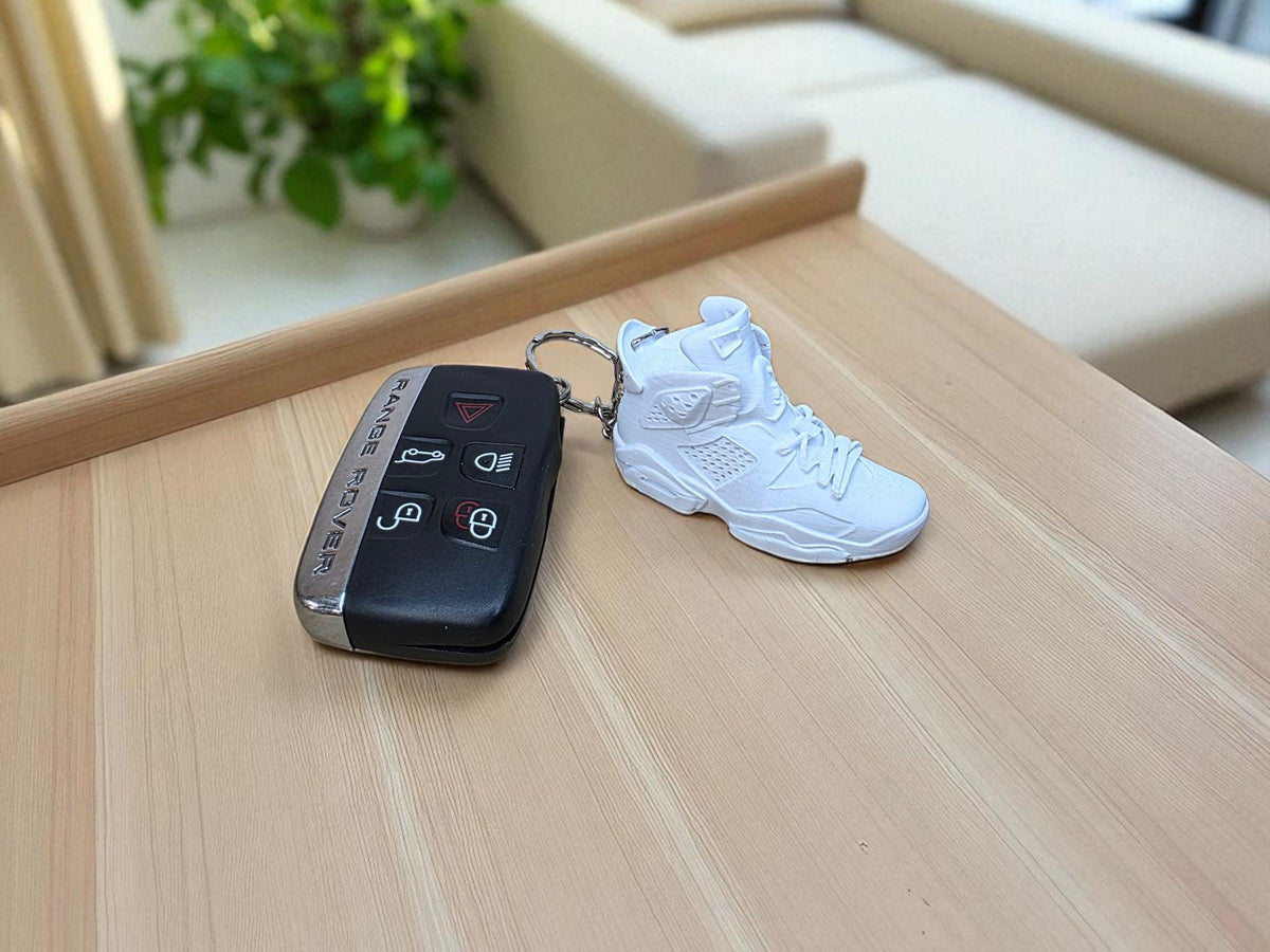 3D Printed Mini Trainer Keychain | White High-Top Sneaker Style | Cool Gift for Sneakerheads | Eco-Friendly Accessory | Swoosh, Secret santa