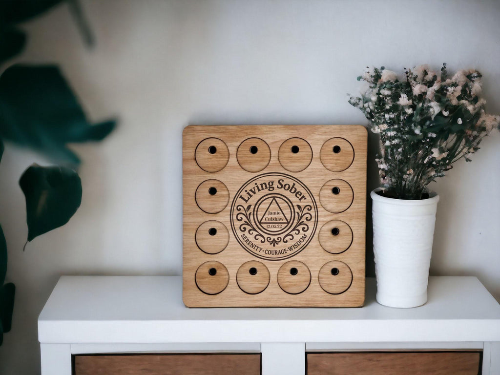Personalised Recovery Token Display - Chips - Personalized Serenity Prayer Recovery Chip Holder - AA display - Holder - Serenity prayer