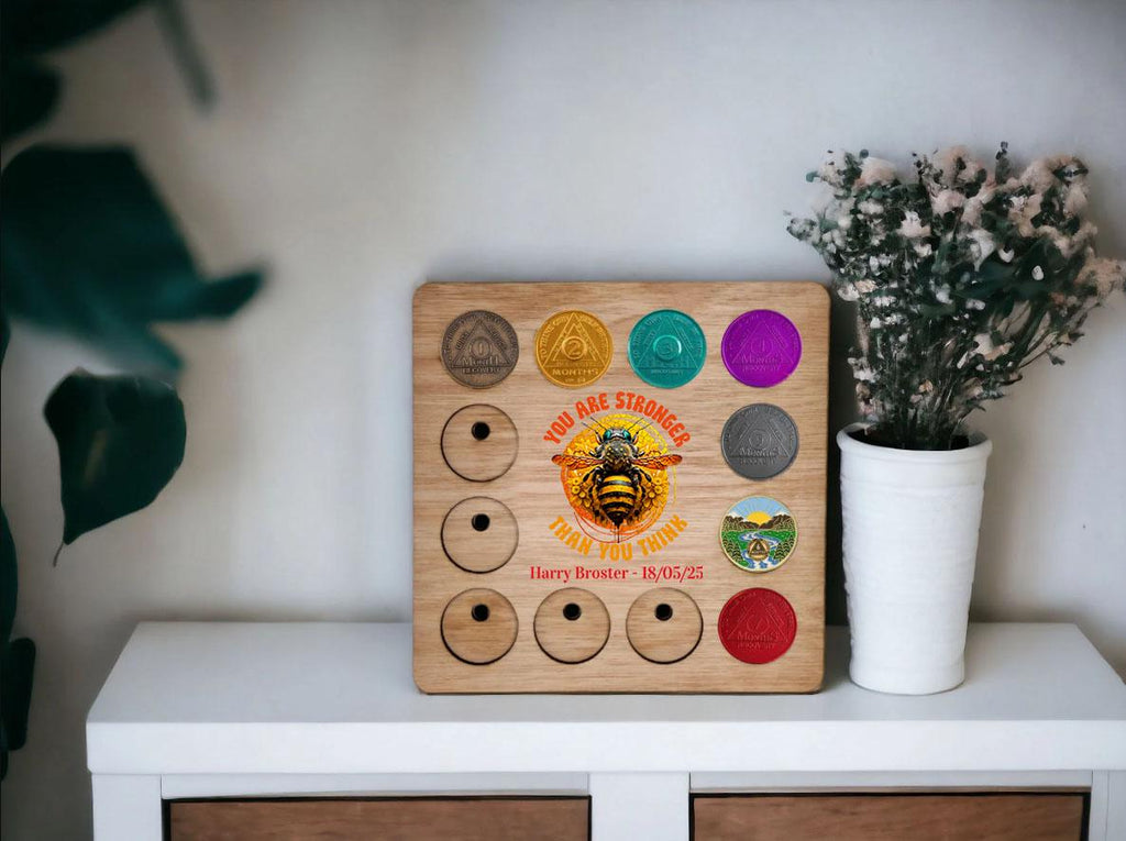 Personalised Recovery Token Display - Chips - Personalized Serenity Prayer Recovery Chip Holder - AA display - Holder - Serenity prayer