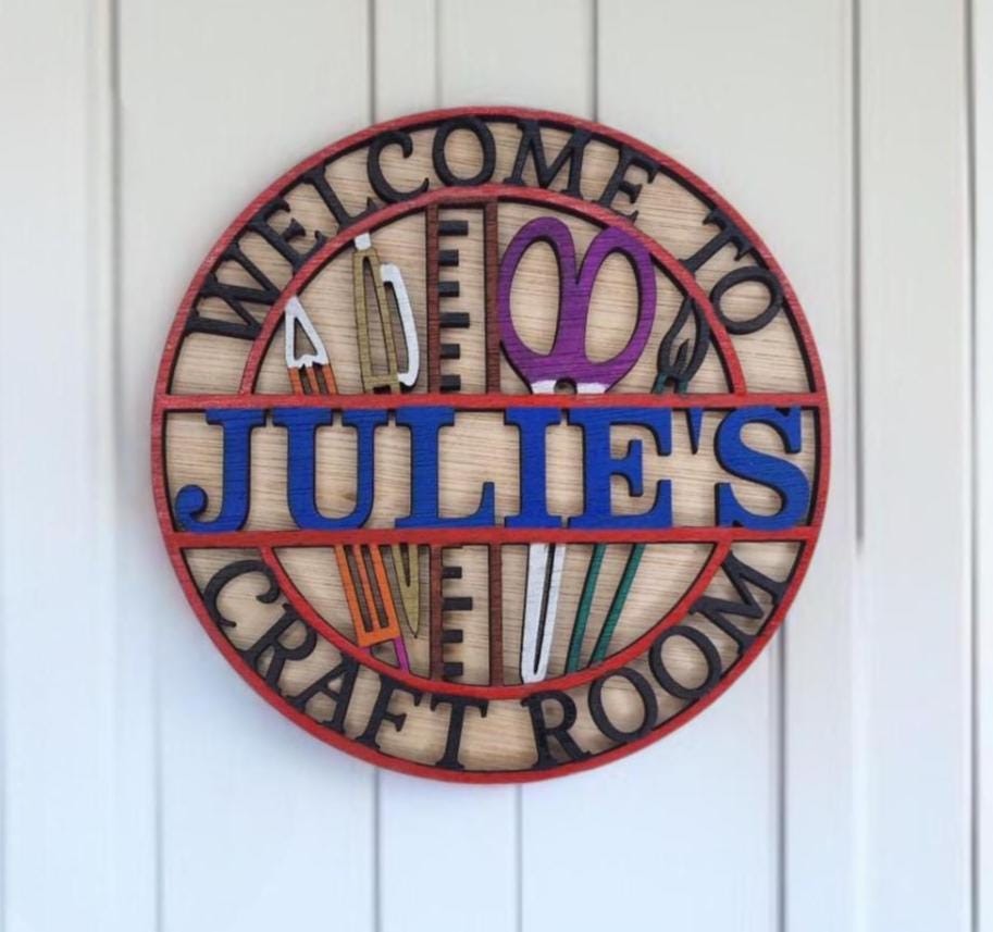 Personalised Craft room name Plaque - Name Sign - Craft - Gift - Cricut - Craft kit - Hobby - Airfix - Crochet - Knitting - Sewing - Studio