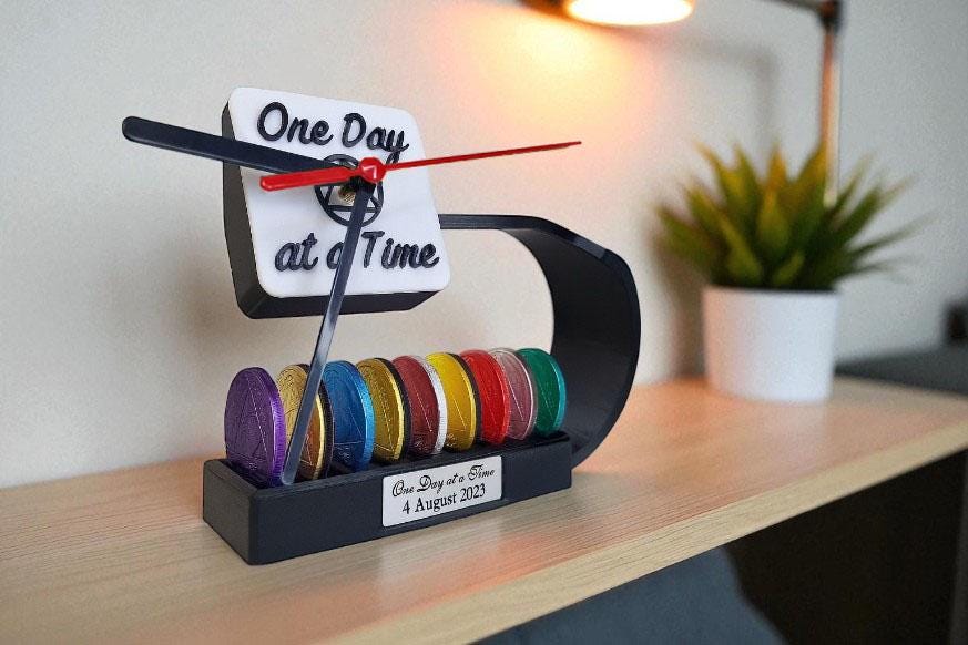 Personalised Recovery Token Display Clock - plaque - Chips - Recovery Chip Holder - AA display - Sobriety - Ornament - Coins - Serenity