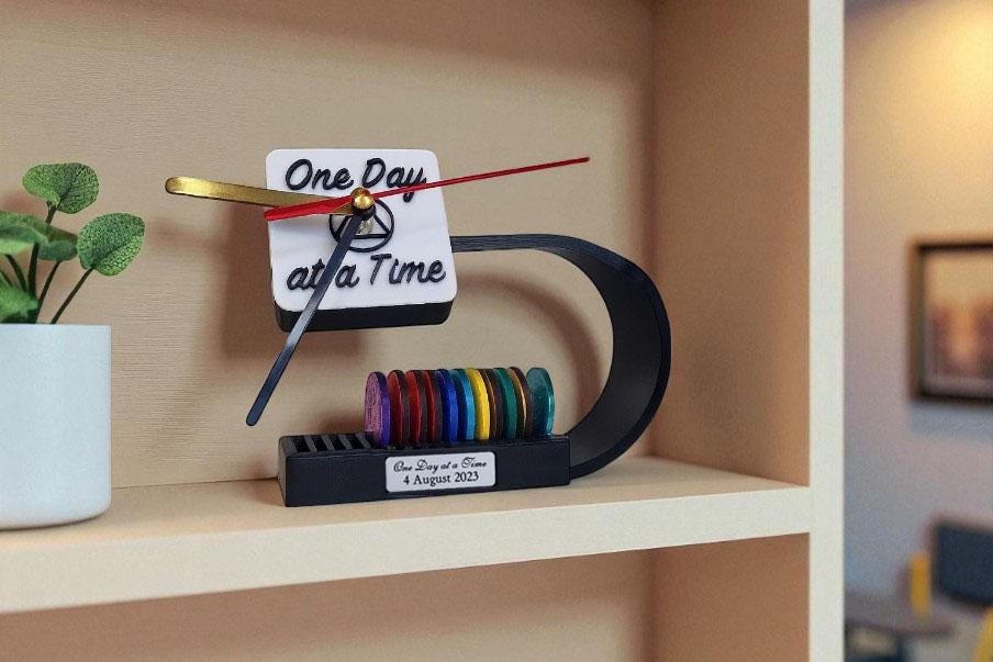 Personalised Recovery Token Display Clock - plaque - Chips - Recovery Chip Holder - AA display - Sobriety - Ornament - Coins - Serenity
