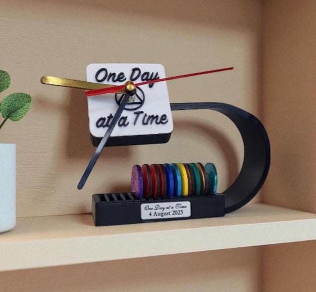 Personalised Recovery Token Display Clock - plaque - Chips - Recovery Chip Holder - AA display - Sobriety - Ornament - Coins - Serenity