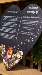Personalised Robin Memorial grave marker - Large memorial slate - Memory - Indoor - Outdoor - Garden - Caravan - Grave side - Candle Display