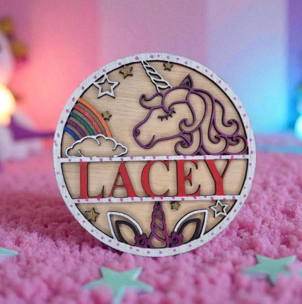 Personalised unicorn bedroom name Plaque - Name Sign - Gift - Craft - Craft kit - Horse - Rainbow - Magical - Fairy - Princess - Playroom