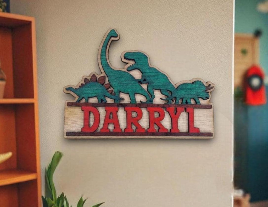 Personalised Dinosaur bedroom name Plaque - Name Sign - Gift - Craft kit - Dino - T-rex - Jurassic - Boys - Diplodocus - Playroom - Park