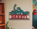 Personalised Dinosaur bedroom name Plaque - Name Sign - Gift - Craft kit - Dino - T-rex - Jurassic - Boys - Diplodocus - Playroom - Park