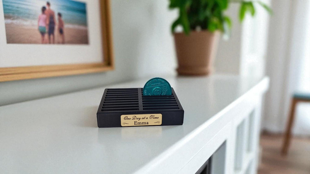 Personalised Recovery Token Display - Chips - Personalized Serenity Prayer Recovery Chip Holder - AA display - Sobriety - Ornament - Coins