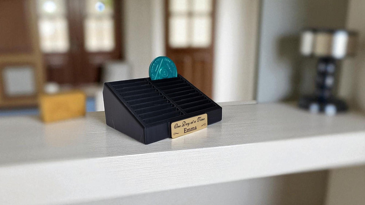 Personalised Recovery Token Display - Chips - Personalized Angled Recovery Chip Holder - AA display - Sobriety - Ornament - Coins