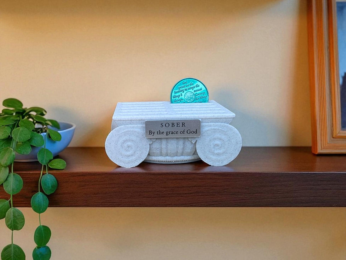 Personalised Recovery Token Display - Chips - Personalized Serenity Prayer Recovery Chip Holder - AA display - Sobriety - Ornament - Coins
