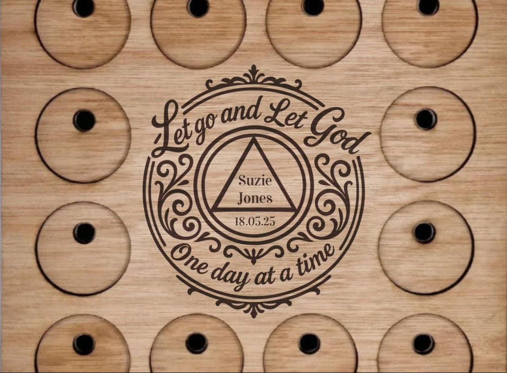 Personalised Recovery Token Display - Chips - Personalized Serenity Prayer Recovery Chip Holder - AA display - Holder - Serenity prayer
