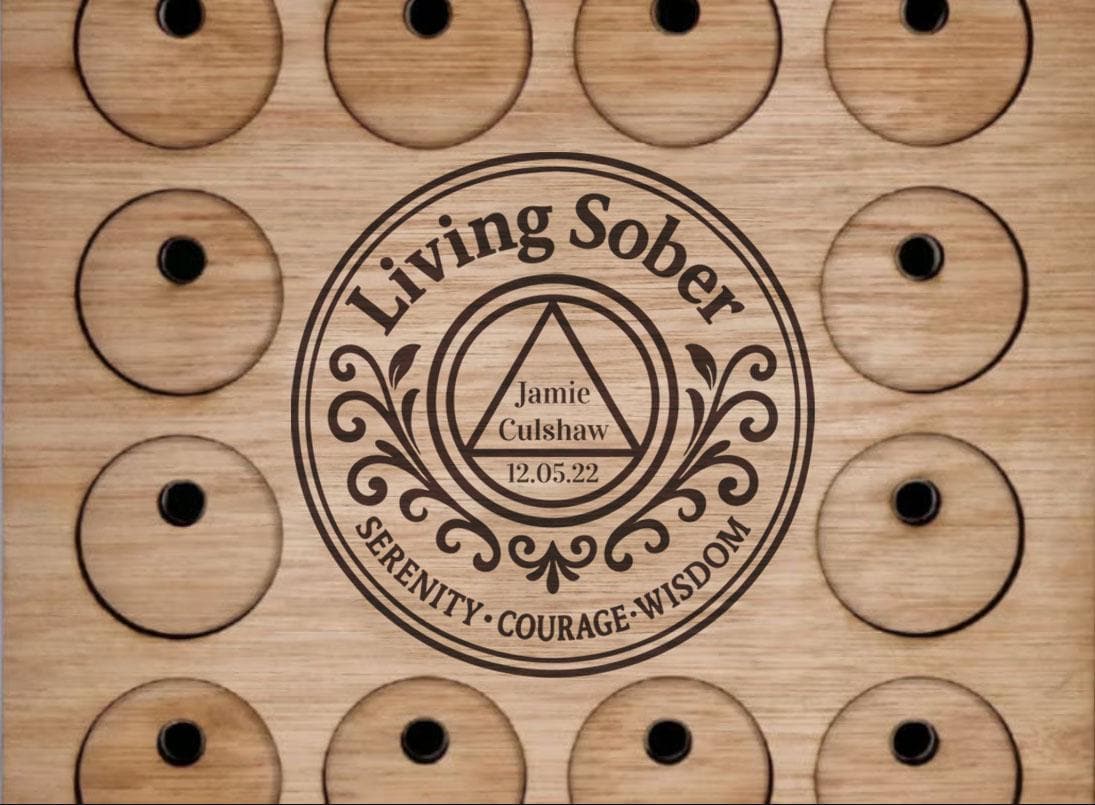 Personalised Recovery Token Display - Chips - Personalized Serenity Prayer Recovery Chip Holder - AA display - Holder - Serenity prayer