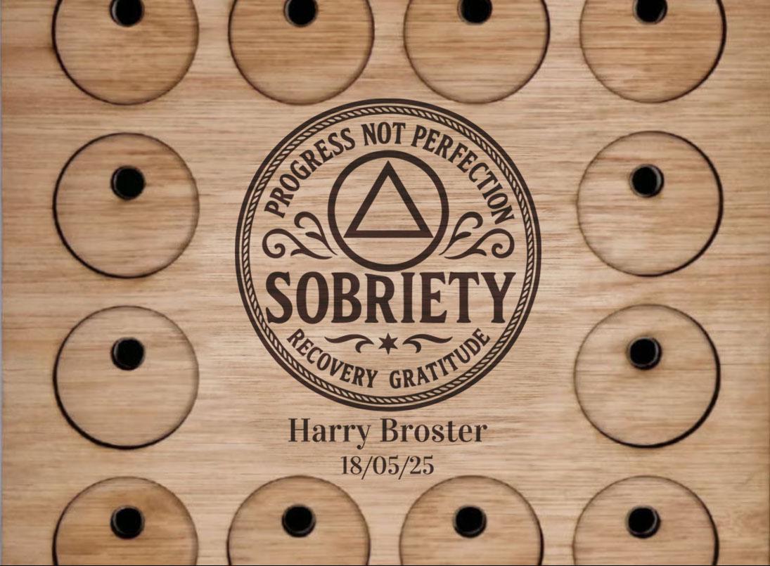Personalised Recovery Token Display - Chips - Personalized Serenity Prayer Recovery Chip Holder - AA display - Holder - Serenity prayer