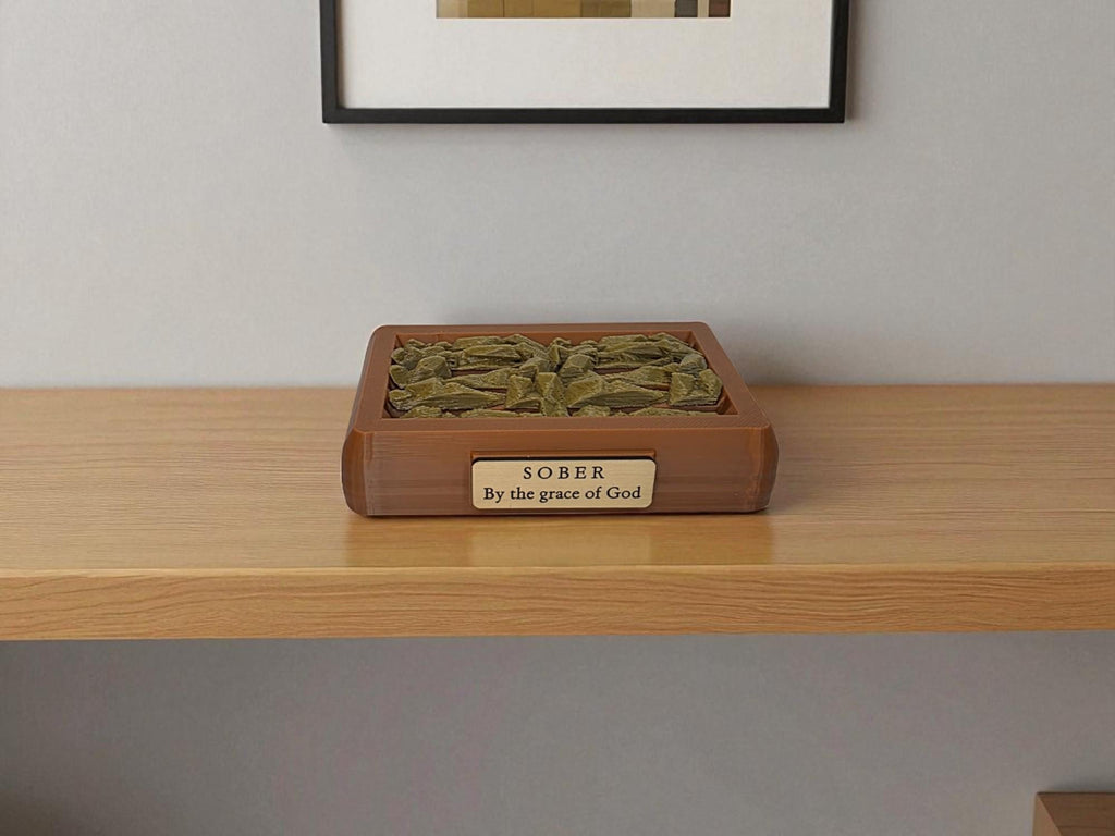 Personalised Recovery Token Display - Chips - Personalized Serenity Prayer Recovery Chip Holder - AA display - Sobriety - Ornament - Coins