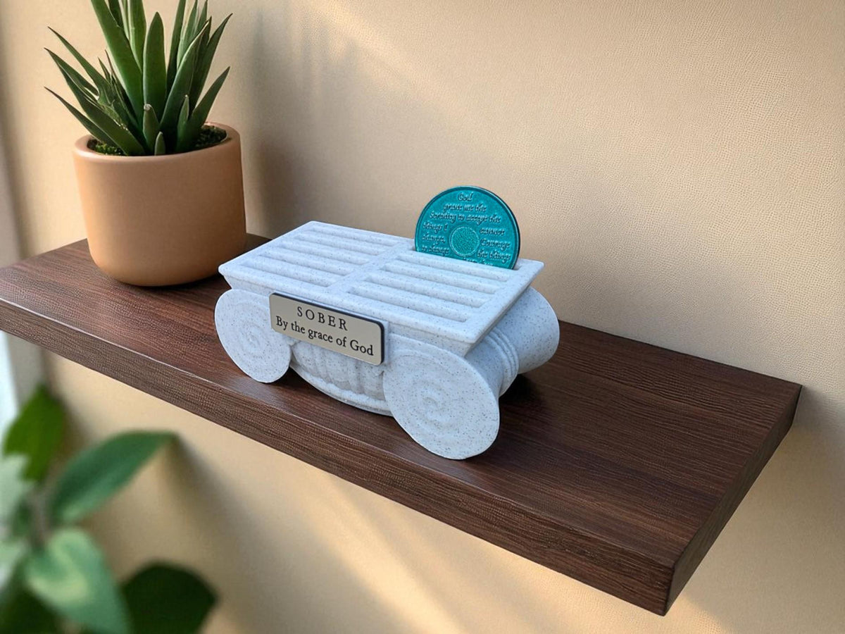Personalised Recovery Token Display - Chips - Personalized Serenity Prayer Recovery Chip Holder - AA display - Sobriety - Ornament - Coins