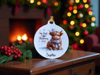Personalised Highland Cow first Christmas bauble - Christmas tree decoration - Cute - Gift - Decor - Baby - Boy - Girl - Present - Novelty