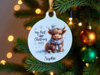 Personalised Highland Cow first Christmas bauble - Christmas tree decoration - Cute - Gift - Decor - Baby - Boy - Girl - Present - Novelty