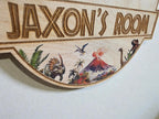 Personalised Dinosaur Name Plaque | Wooden Bedroom Door or Wall Sign | T-Rex Mirror Design - boy or girl - Jurassic - decoration - play room