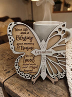 Personalised Butterfly Memorial Plaque | Remembrance Keepsake with Stand | Custom Name & Dates Memorial Gift