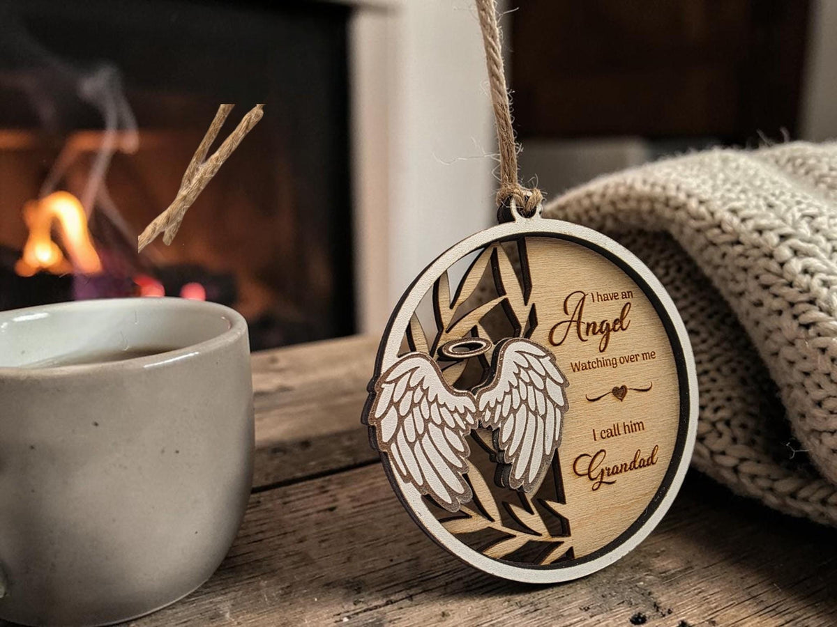 Personalised Memorial Bauble | Angel Wings Remembrance Decoration | Anniversary - car hanging ornament Gift