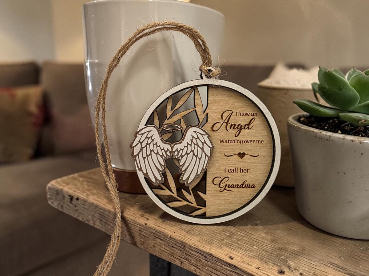 Personalised Memorial Bauble | Angel Wings Remembrance Decoration | Anniversary - car hanging ornament Gift