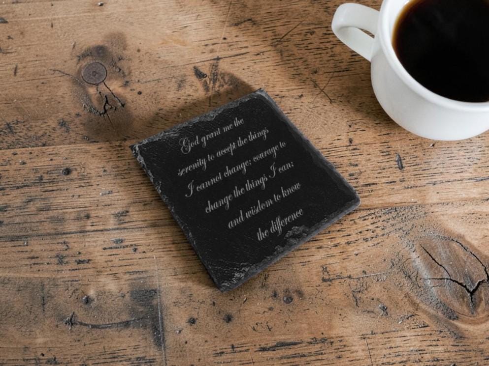 Milestone slate coaster - Sobriety Gift - display ornament - Valentines - Birthday - Christmas - Tea - Coffee - Serenity Prayer - AA