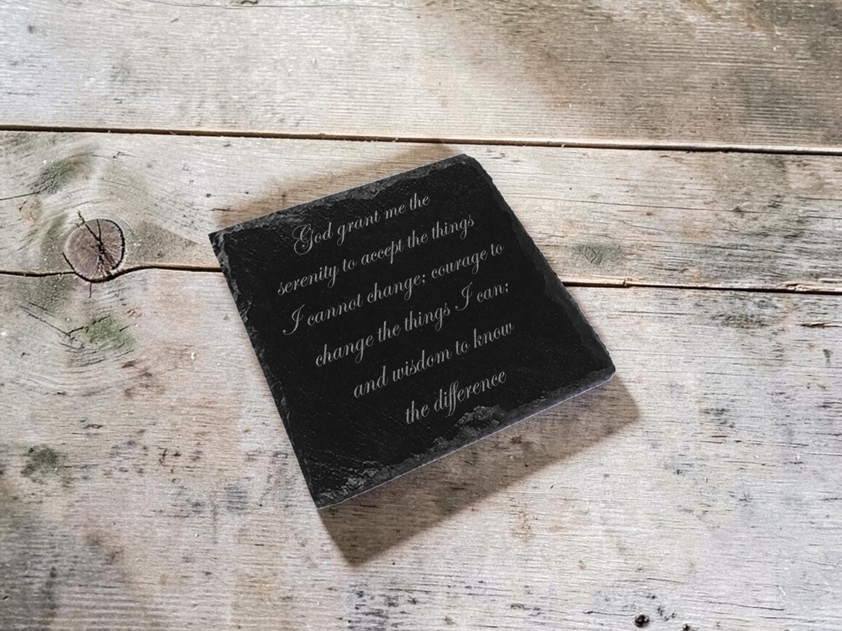 Milestone slate coaster - Sobriety Gift - display ornament - Valentines - Birthday - Christmas - Tea - Coffee - Serenity Prayer - AA