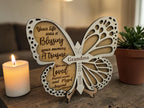 Personalised Butterfly Memorial Plaque | Remembrance Keepsake with Stand | Custom Name & Dates Memorial Gift