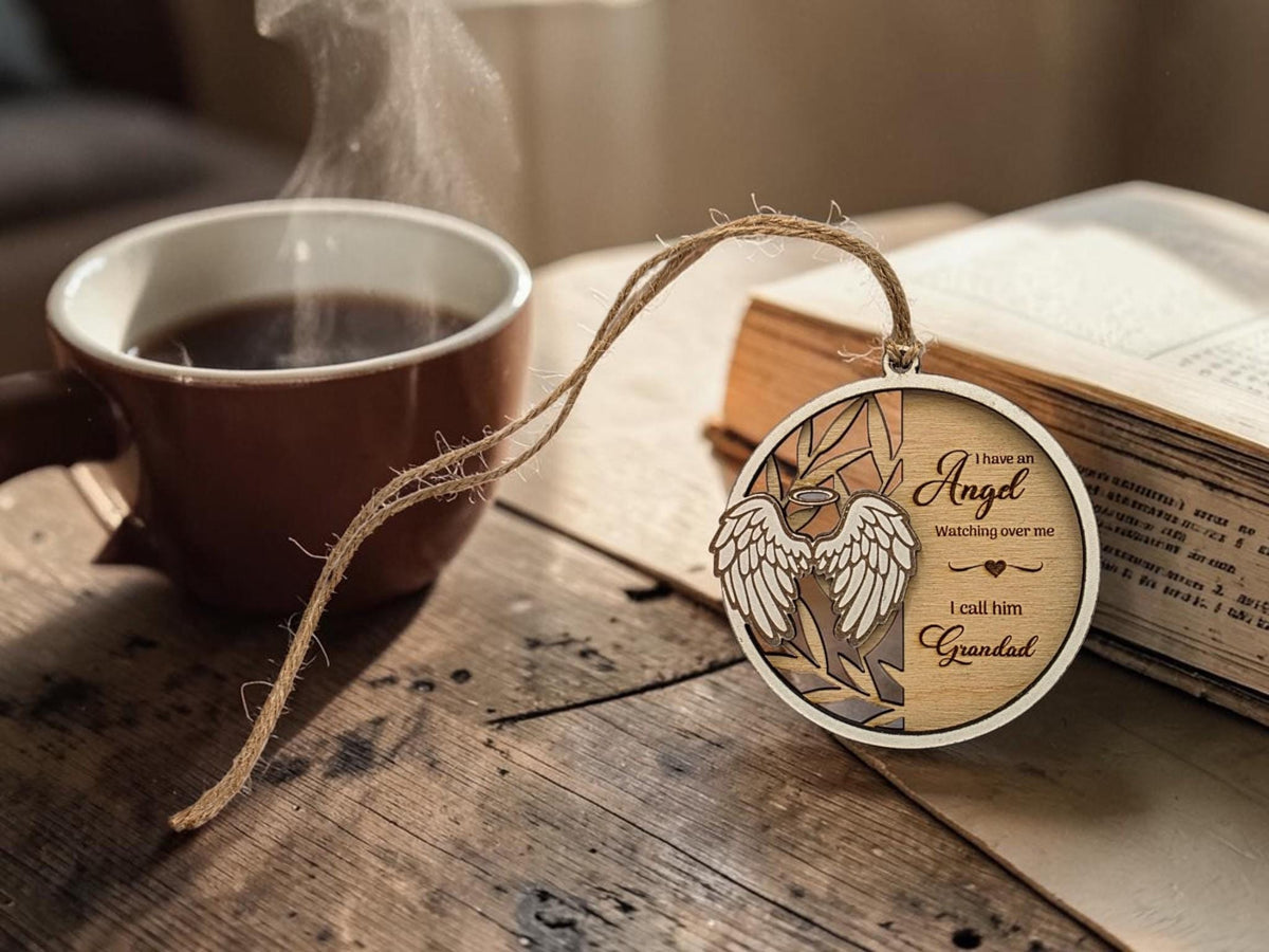 Personalised Memorial Bauble | Angel Wings Remembrance Decoration | Anniversary - car hanging ornament Gift