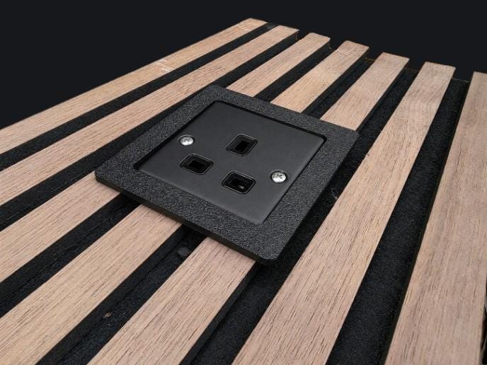 Acoustic Panel Socket Surrounds | Single & Double Socket Options | Media Wall Socket Trim | Slat Wall Socket Cover | Professional Finish
