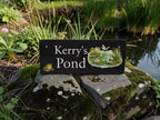 Personalised Garden Pond sign decoration - Printed onto high quality Welsh slate - great gift - Koi Pond - Gardening - rockery - yard art