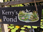 Personalised Garden Pond sign decoration - Printed onto high quality Welsh slate - great gift - Koi Pond - Gardening - rockery - yard art
