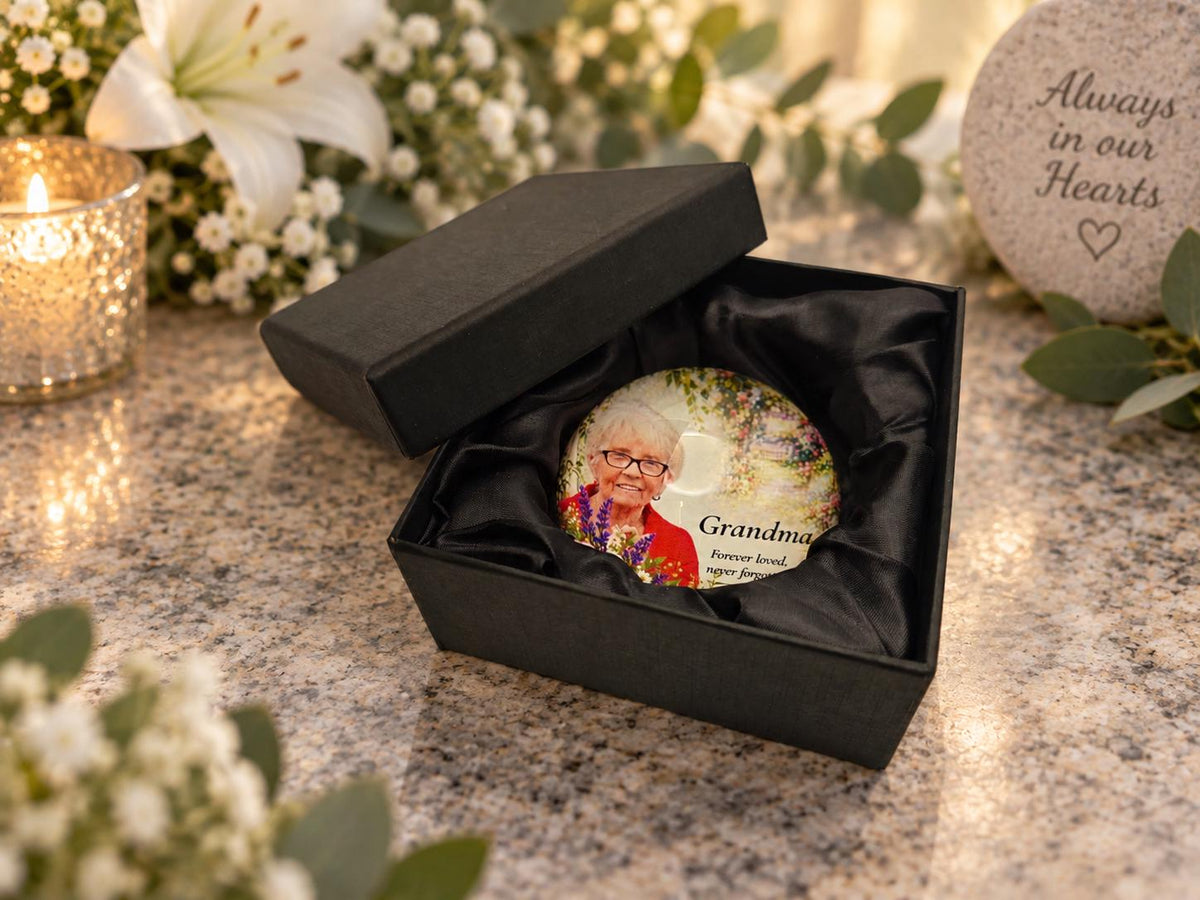 Personalised Glass Memorial Ornament with Photo | Grave Memorial Plaque | In Loving Memory Keepsake | Graveside Remembrance Gift