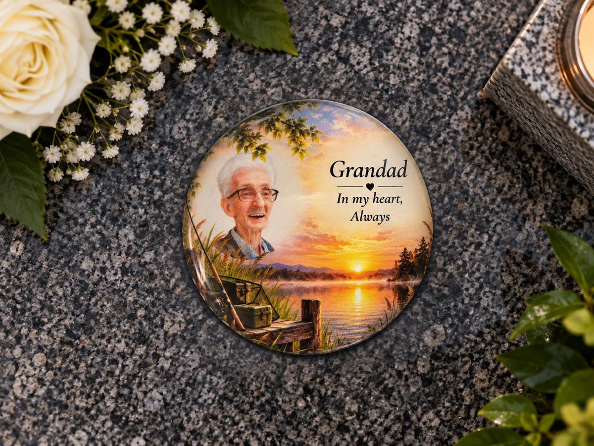 Personalised Glass Memorial Ornament with Photo | Grave Memorial Plaque | In Loving Memory Keepsake | Graveside Remembrance Gift