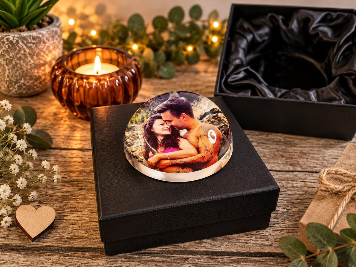 Personalised Glass Photo Paperweight | Custom Picture Ornament | Glass Photo Keepsake | Personalised Gift | Photo Display Gift Boxed