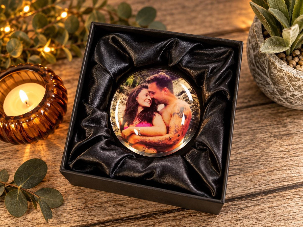 Personalised Glass Photo Paperweight | Custom Picture Ornament | Glass Photo Keepsake | Personalised Gift | Photo Display Gift Boxed