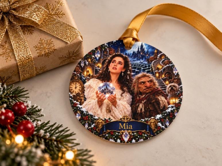 Personalised Labyrinth Inspired Christmas Bauble | Fantasy Movie Christmas Decoration | Acrylic Tree Ornament | Name Xmas Gift