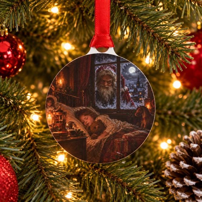 Creepy Christmas Bauble | Bad Santa Horror Christmas Decoration | Dark Christmas Tree Ornament | Gothic Xmas Bauble | Alternative Gift
