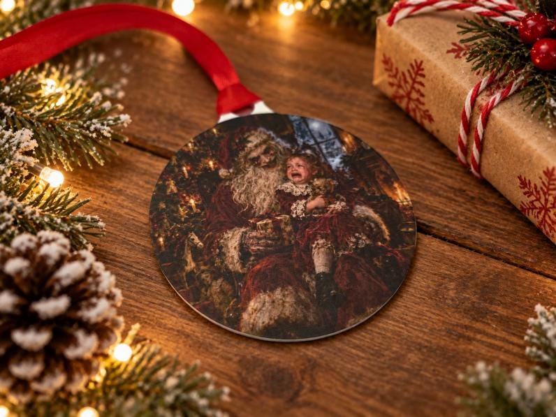 Creepy Christmas Bauble | Bad Santa Horror Christmas Decoration | Dark Christmas Tree Ornament | Gothic Xmas Bauble | Alternative Gift