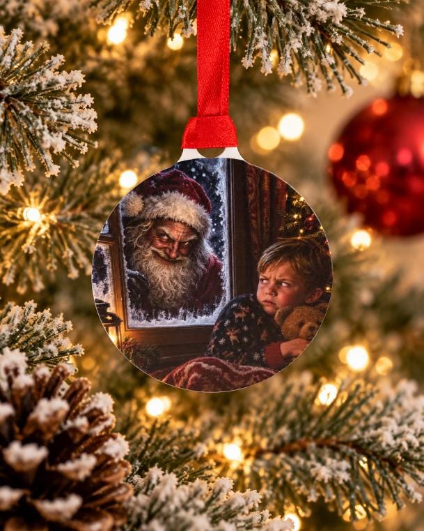 Creepy Christmas Bauble | Bad Santa Horror Christmas Decoration | Dark Christmas Tree Ornament | Gothic Xmas Bauble | Alternative Gift
