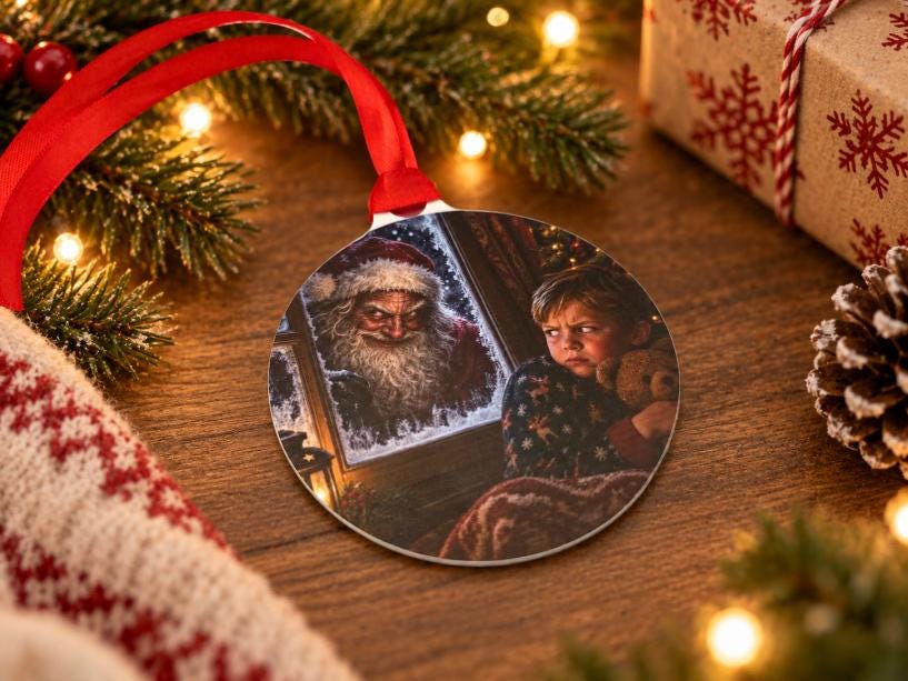 Creepy Christmas Bauble | Bad Santa Horror Christmas Decoration | Dark Christmas Tree Ornament | Gothic Xmas Bauble | Alternative Gift