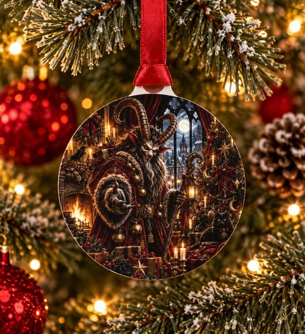 Creepy Krampus Christmas Bauble | Horror Xmas Tree Decoration | Sinister Krampus Ornament | Dark Gothic Christmas Gift