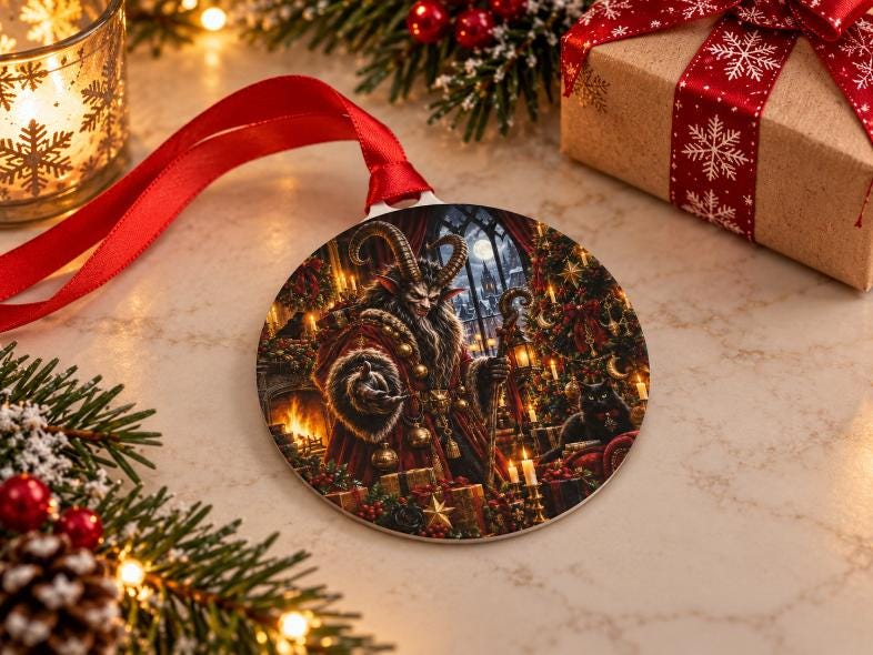 Creepy Krampus Christmas Bauble | Horror Xmas Tree Decoration | Sinister Krampus Ornament | Dark Gothic Christmas Gift