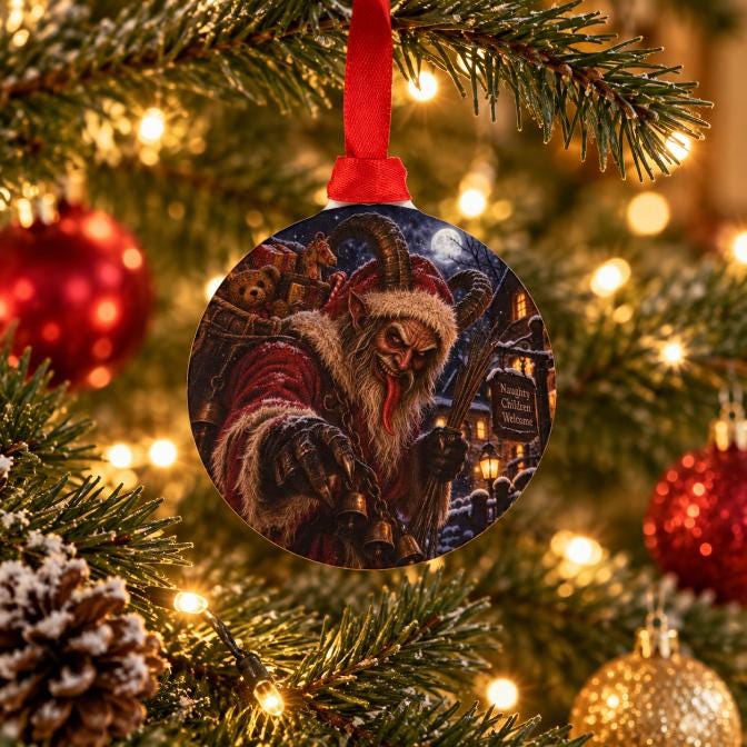 Creepy Krampus Christmas Bauble | Horror Xmas Tree Decoration | Sinister Krampus Ornament | Dark Gothic Christmas Gift