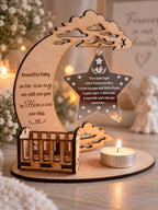 Personalised baby memorial candle holder with poem. Stunning remembrance item. Display, memories, Wave Of Light, anniversary of death, birth