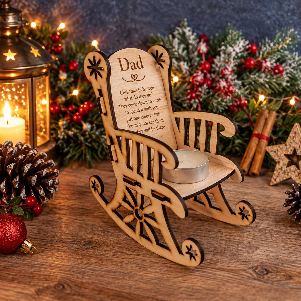Personalised Christmas candle memorial display - rocking chair - chair - xmas - memory - decoration -decor - rememberance - family - plaque
